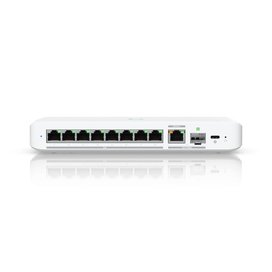 Ubiquiti Flex 2.5G, Flexible,8-port 2.5 GbE Switch,10 GbE RJ45/SFP+ Combination Uplink Port,Powered With USB-C (Included)/PoE+ adapter ( Not Included), USW-Flex-2.5G-8