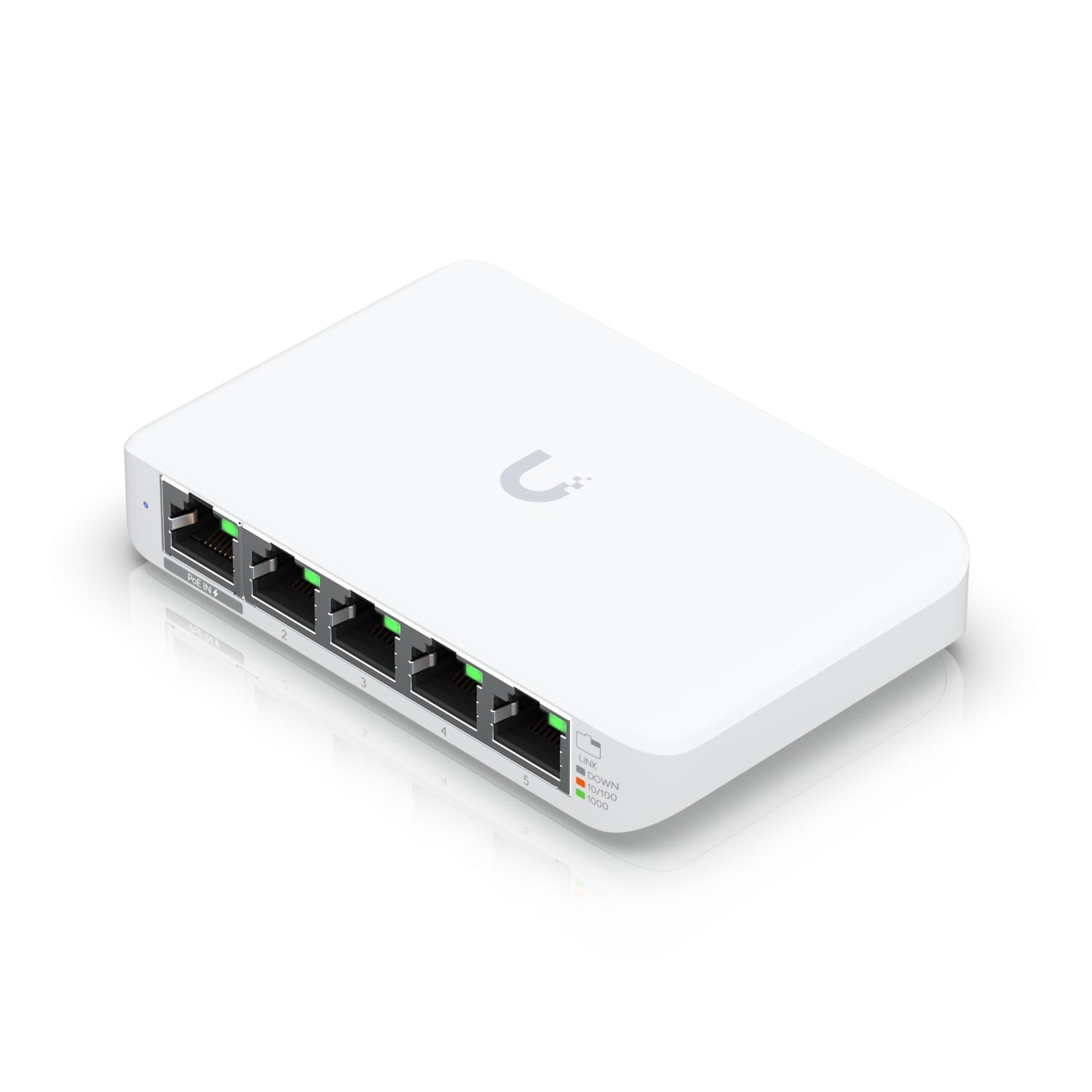 Ubiquiti USW Flex Mini, UniFi, Layer 2 Gigabit Switch, 5x GbE RJ45 Ports, Power Via PoE (802.3af) / USB Type-C 5V 1A,, USW-Flex-Mini