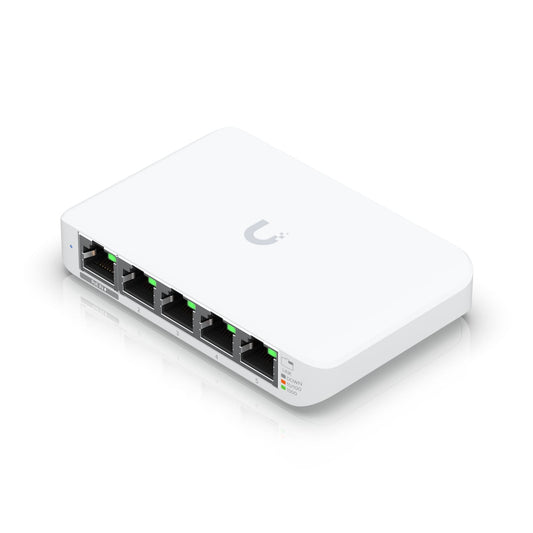 Ubiquiti USW Flex Mini, UniFi, Layer 2 Gigabit Switch, 5x GbE RJ45 Ports, Power Via PoE (802.3af) / USB Type-C 5V 1A,, USW-Flex-Mini
