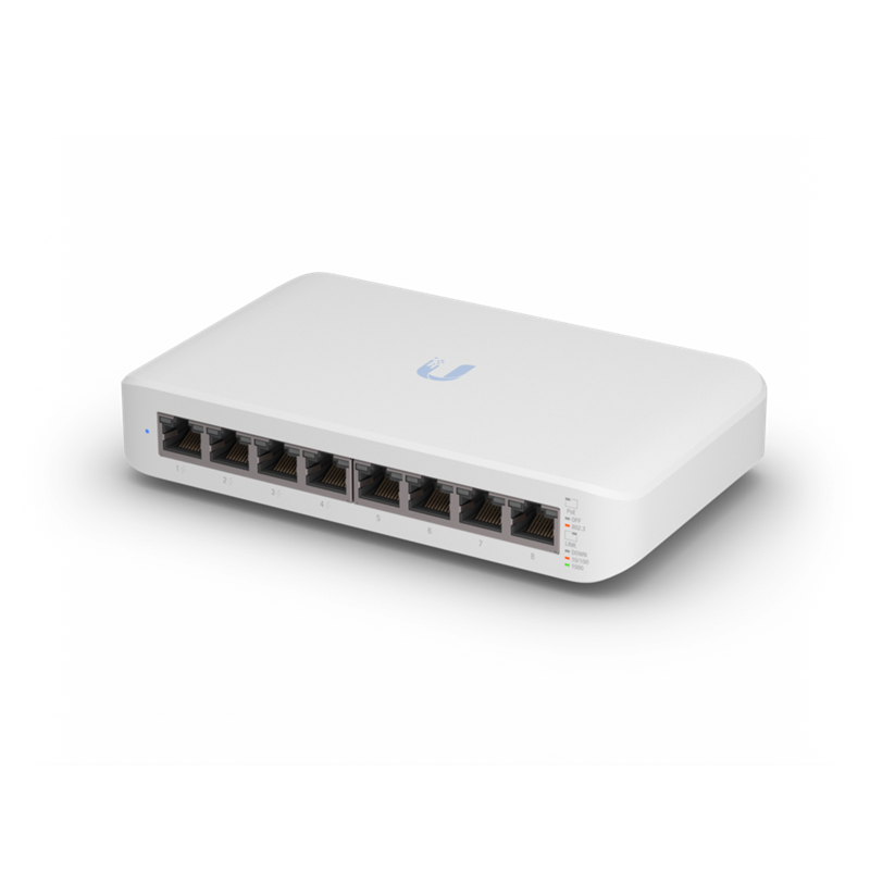 Ubiquiti UniFi Switch USW-Lite-8-POE, 4x PoE Output Ports, 52W PoE Supply, Fanless, Wall Mount Kit Included