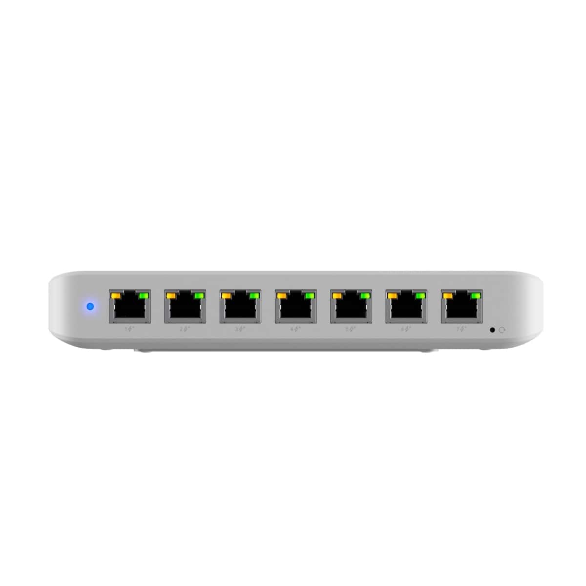 Ubiquiti Ultra 60W, Compact 8-port Layer 2 GbE PoE Switch, Versatile Mounting, 7 GbE PoE+ Output ports, 1 GbE Port, Includes PSU,, USW-Ultra-60W
