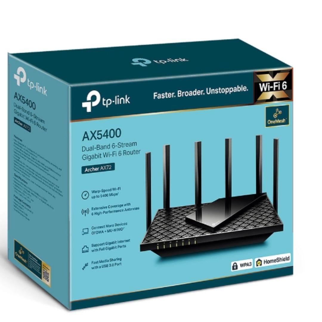 TP-Link Archer AX55 Pro AX3000 Dual-Band Wi-Fi 6 Router, 574 Mbps at 2.4 GHz + 2402 Mbps at 5 GHz , 4x Antennas,1x 2.5 Gbps WAN/LAN Port + 1x Gigabi