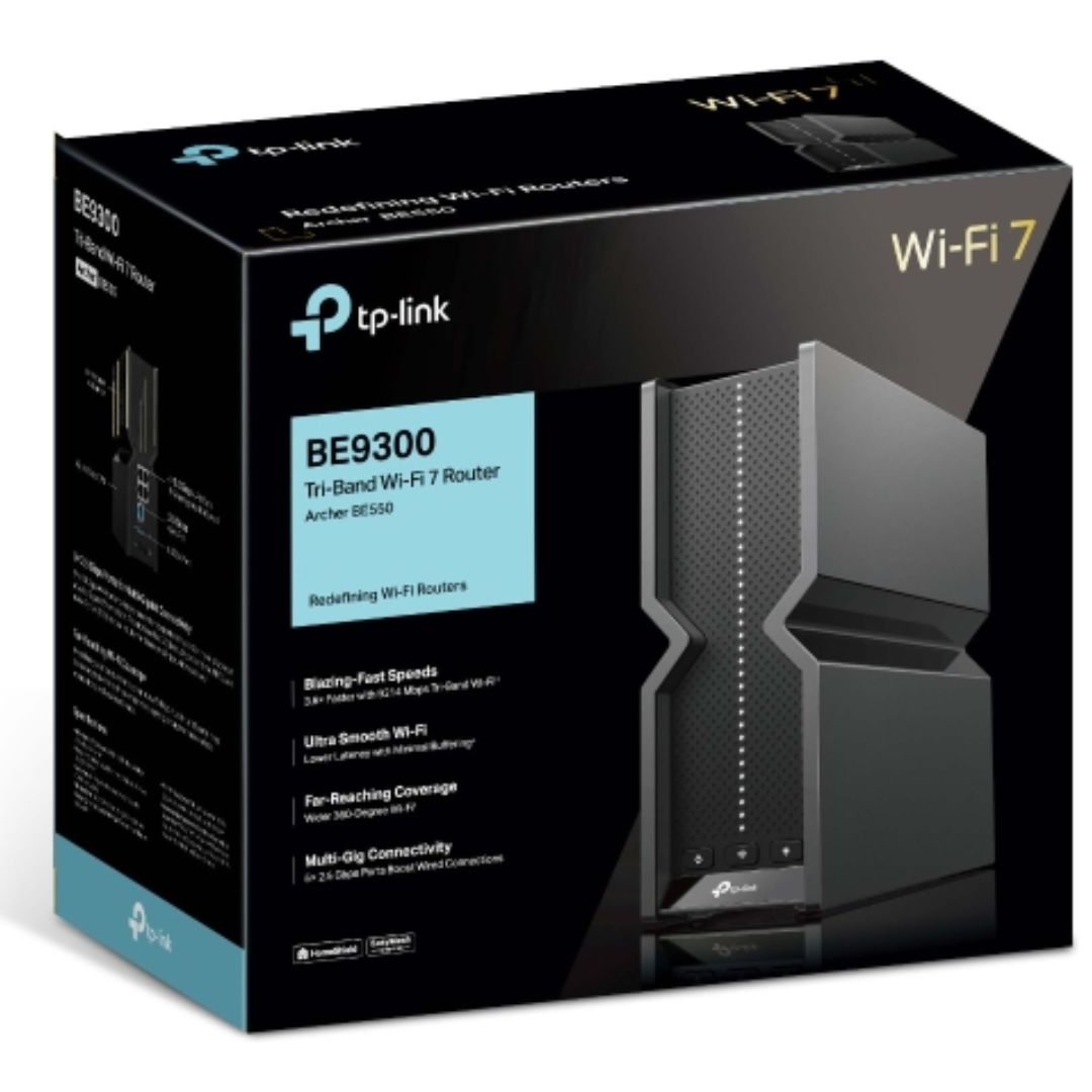 TP-Link Archer BE550 V2 BE9300 Wi-Fi 7 Tri-Band Router 688 Mbps at 2.4 GHz + 2880 Mbps at 5 GHz + 5760 Mbps at 6 , 6x Internal Antennas