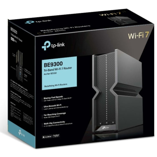 TP-Link Archer BE550 V2 BE9300 Wi-Fi 7 Tri-Band Router 688 Mbps at 2.4 GHz + 2880 Mbps at 5 GHz + 5760 Mbps at 6 , 6x Internal Antennas