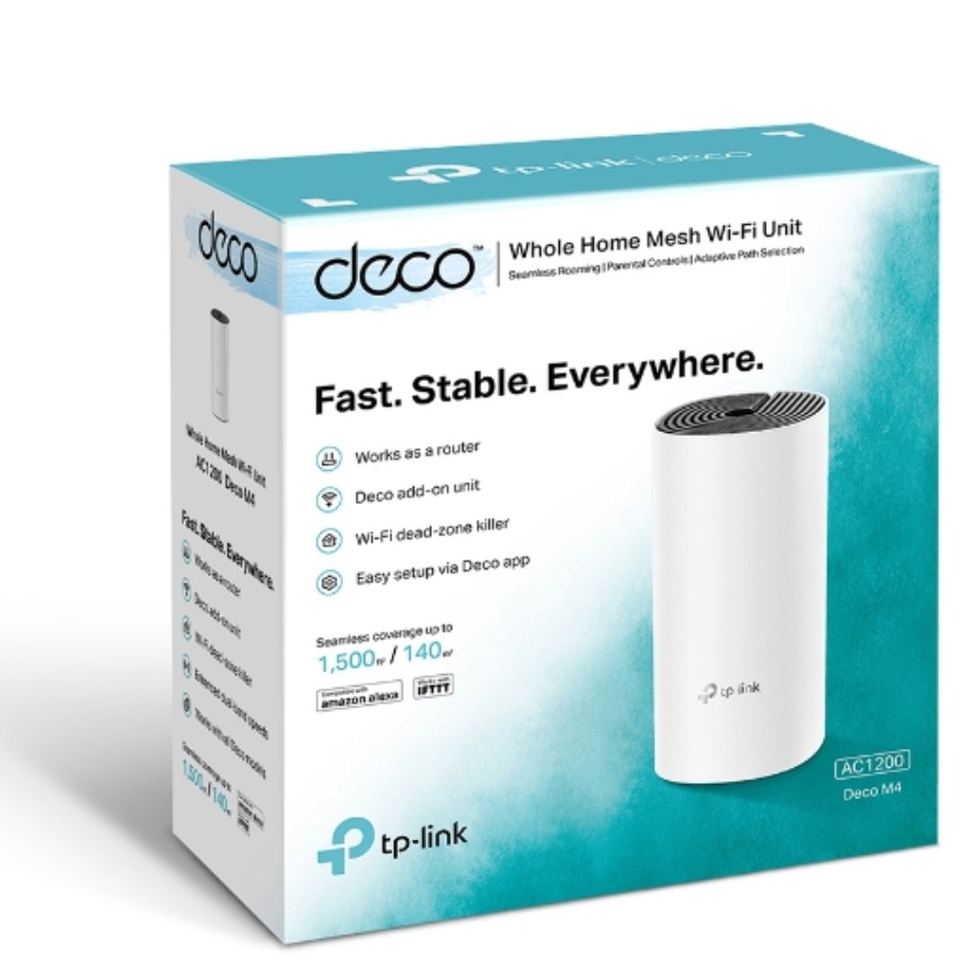 TP-Link Deco M4 (1-pack) AC1200 Whole Home Mesh Wi-Fi (1-Pack), Up to 1167 Mbps, Parental Controls, Seamless AI Roaming, Gaming & Streaming, Smart Hom, Deco M4(1-pack)