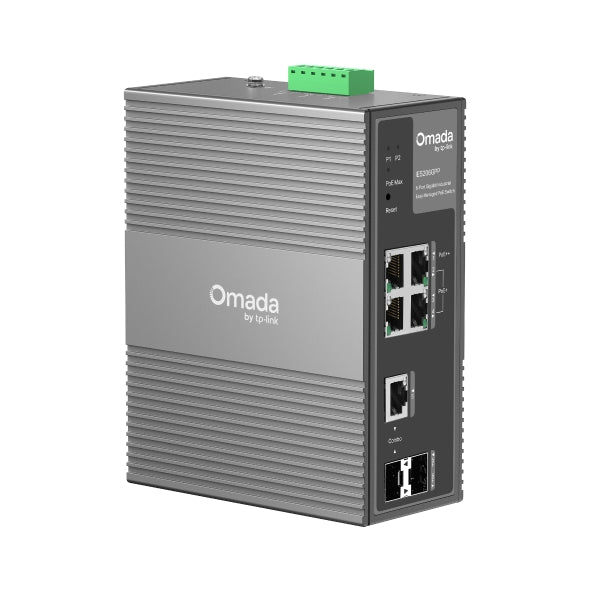 TP-Link IES206GPP Omada 6-Port Gigabit Industrial Easy Managed Switch with 3-Port PoE+ and 1-Port PoE++, Up to 240 W PoE Budget with 2x PoE++ and 6x P