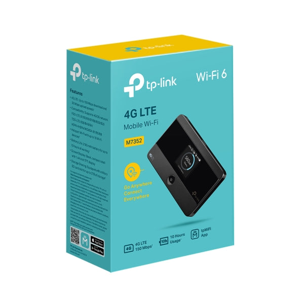 TP-Link M7352 4G LTE Mobile Wi-Fi Supported with up to 150 Mbps download and 50 Mbps upload speeds