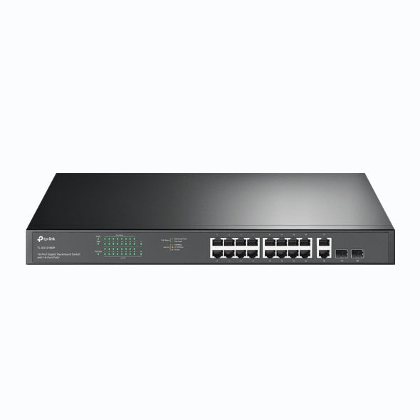 TP-Link TL-SG1218MP 18-Port Gigabit Rackmount Switch With 16 PoE+ & 2 SFP Slots, 16x Gigabit PoE+ Ports, 2x Gigabit Non-PoE Ports, 2x Combo Gigabit SF