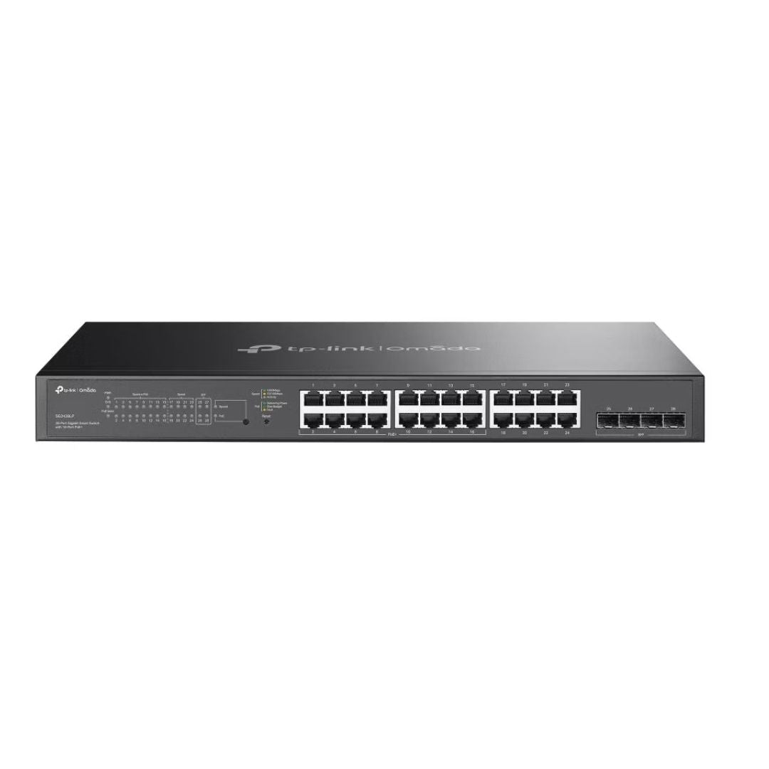 TP-Link SG2428LP Omada 28-Port Gigabit Smart Switch with 16-Port PoE+, 16x Gigabit 802.3af/at PoE+ ports, 8x Gigabit non-PoE RJ45 ports and 4x Gigabit