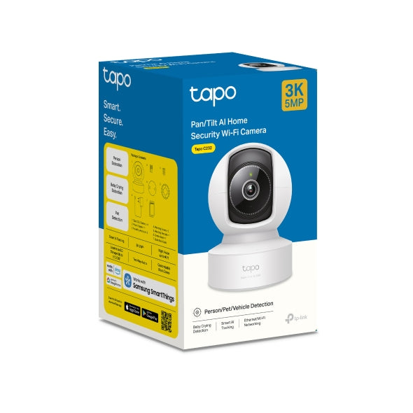 TP-Link Tapo C232 Pan/Tilt AI Home Security Wi-Fi Camera - 3K 5MP + Ethernet port