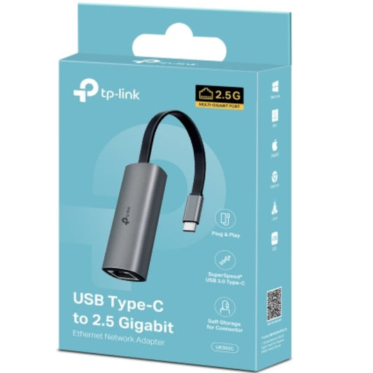 TP-Link UE302C USB Type-C to 2.5 Gigabit Ethernet Network Adapter, 1 USB 3.0 Type-C Connector, 1x2.5 Gigabit Ethernet Port, Foldable, Portable Design