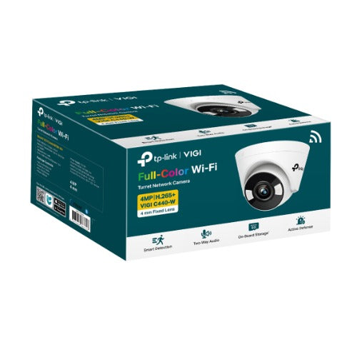 TP-Link VIGI 5MP C450(4mm) Full-Colour Turret Network Camera, 4mm Lens, Two-Way Audio, Corridor Mode, Smart Detection 3YW, VIGI C450(4mm)