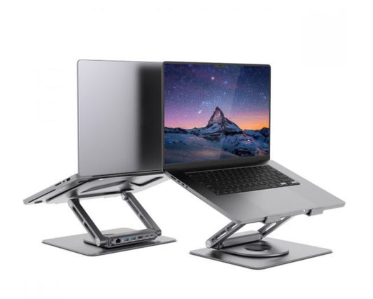 mbeat Stage S12 Rotating Laptop Stand with USB-C Docking Station Flexible Ergonomic Design USB-C HDMI RJ45 1000Mbps, MB-STD-S12GRY