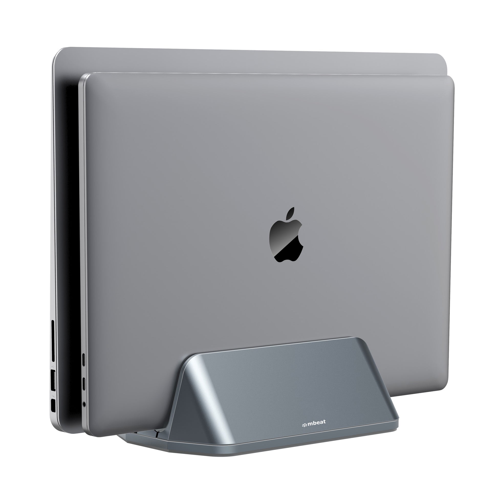 mbeat Stage S5 Adjustable Dual Bay Tablet, Laptop and MacBook Vertical Stand Declutter and Organise Dual Adjustable Bays Material: Aluminium alloy,, MB-STD-S5GRY