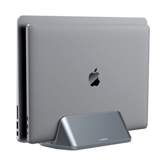 mbeat Stage S5 Adjustable Dual Bay Tablet, Laptop and MacBook Vertical Stand Declutter and Organise Dual Adjustable Bays Material: Aluminium alloy,, MB-STD-S5GRY