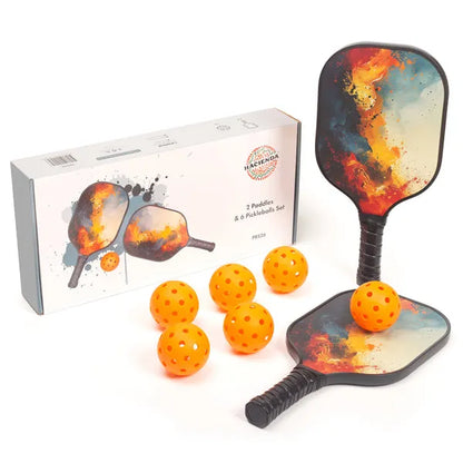 Lenoxx Pickleball Set with 2 Fiberglass Paddles and 6 Balls - PBS26