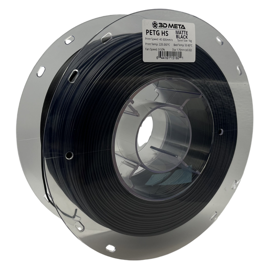 3D Meta Matte PETG HS Black 1KG Spool PETG-HS-MATTE-BLACK