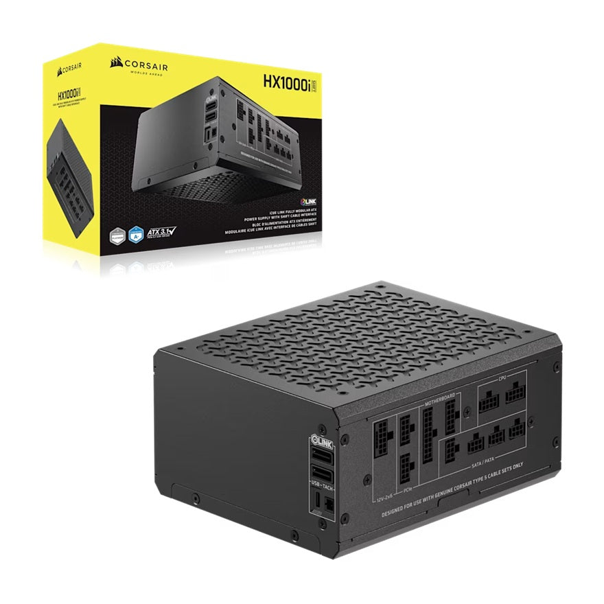 Corsair HX1000i SHIFT Fully Modular Platinum ATX Power Supply, ATX 3.1, 8x PATA, 2x EPS, 8x SATA, 4x PCIe, DSP, fully modular, 140mm FDB fan, 10yr WTY, CP-9020265-AU