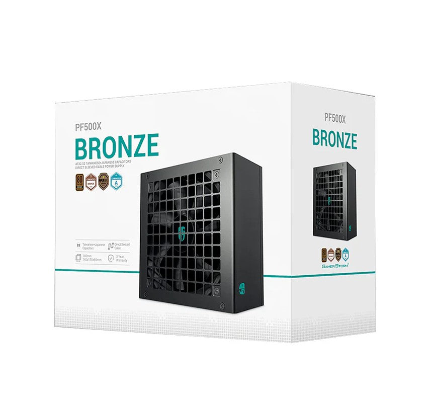 DeepCool PF500X 500W Gamer Storm 80+ Bronze/ Cybenetics ATX Power Supply 120mm Fan, Japanese & Taiwanese Capacitors, DC to DC, ATX12V V2.52, R-PF500X-HD0B-JGAU