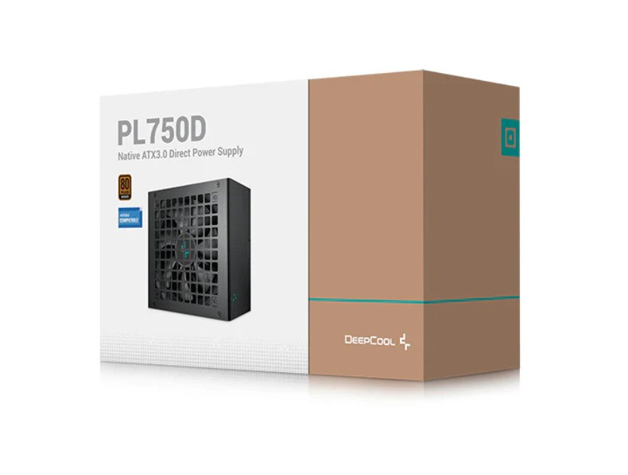 DeepCool PL750D 750W 80+ Bronze Certified Non-Modular ATX Power Supply(Direct Cable), 120mm Fan, DC to DC, ATX3.1, 100,000 MTBF, 85% Efficiency, R-PL750D-FC0B-AU-V2