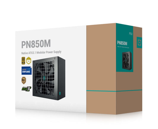 DeepCool PN850M Gamer Storm 850W 80+ Gold Certified Fully Modular ATX Power Supply, 120mm Fan, Japanese Capacitors, DCtoDC, ATX12V V3.1, 100,000 MTB, R-PN850M-FC0B-JGAU
