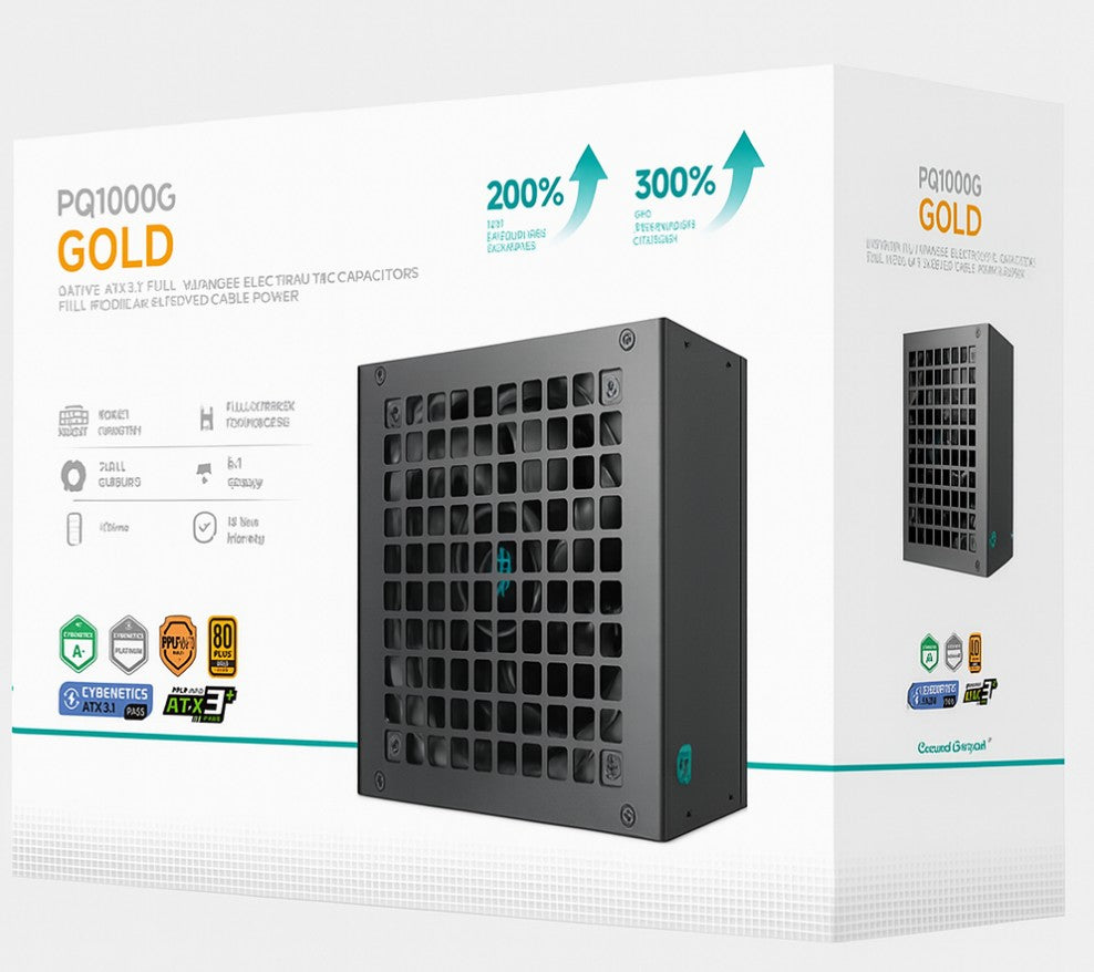 DeepCool PQ1000G 1000W Gamer Storm 80+ Gold/Cybenetics Fully Modular ATX Power Supply 120mm Fan, Japanese Capacitors, DC to DC, ATX12V V3.1,, R-PQA00G-FD1B-JGAU-V1