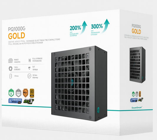 DeepCool PQ1000G 1000W Gamer Storm 80+ Gold/Cybenetics Fully Modular ATX Power Supply 120mm Fan, Japanese Capacitors, DC to DC, ATX12V V3.1,, R-PQA00G-FD1B-JGAU-V1