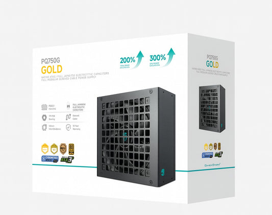 DeepCool PQ750G 750W Gamer Storm 80+ Gold/Cybenetics Fully Modular ATX Power Supply 120mm Fan, Japanese Capacitors, DC to DC, ATX12V V3.1,, R-PQ750G-FD1B-JGAU-V1