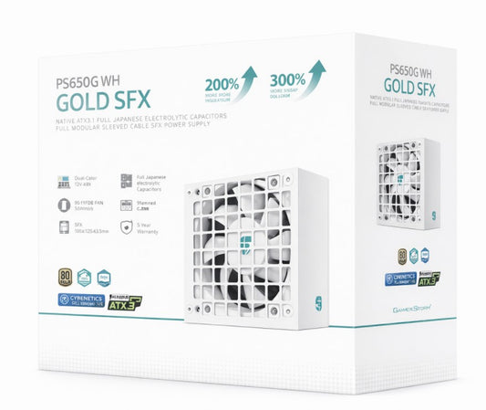 DeepCool PS650G WH 650W Gamer Storm SFX ,Full Japanese Electrolytic Capacitors, Cybenetics Platinum /PPLP Gold, Fluid Dynamic Bearing, R-PS650G-FE0W-JGAU