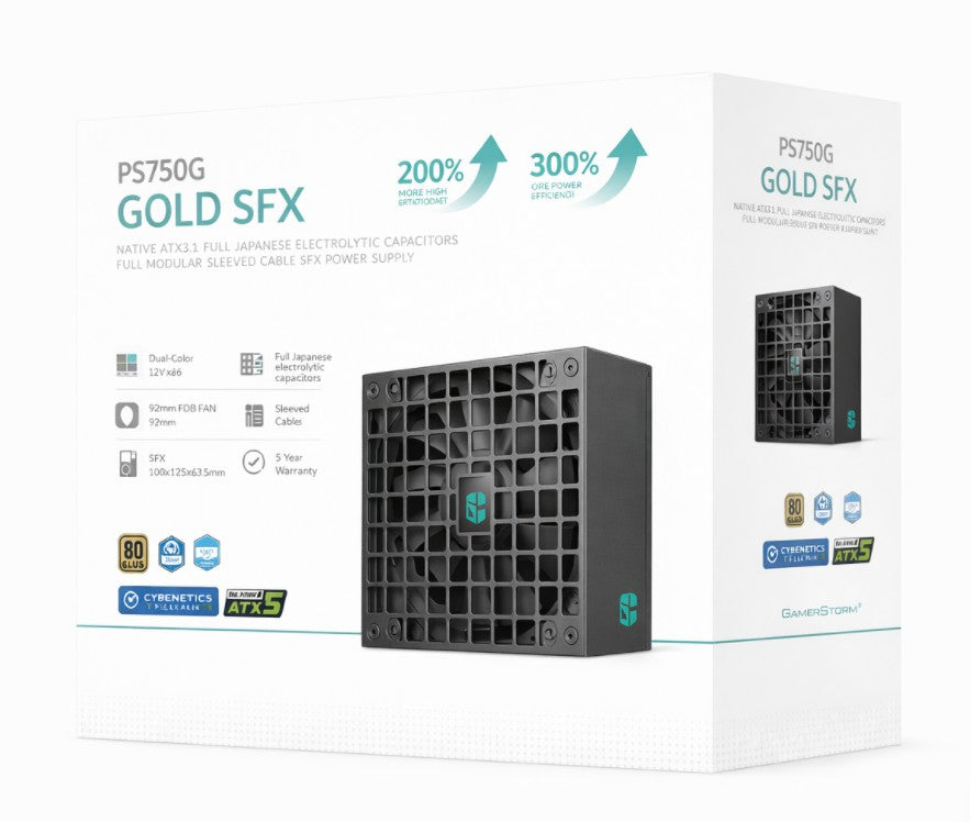 DeepCool PS750G 750W Gamer Storm SFX ,Full Japanese Electrolytic Capacitors, Cybenetics Platinum /PPLP Gold, Fluid Dynamic Bearing, R-PS750G-FE0B-JGAU