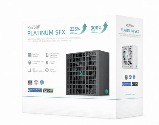 DeepCool PS750P 750W Gamer Storm SFX12V V4.1 & ATX12V V3.1M Full Japanese Electroyltic Capacitors, Cybenetics Platinum/PPLP 115V Platinum, R-PS750P-FE0B-JGAU