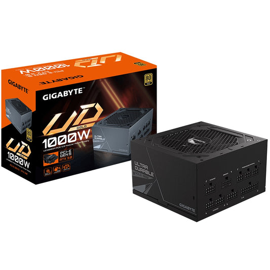 Gigabyte UD1000GM PG5 2.0 1000W ATX PSU Power Supply 80+ Gold >90% 120mm Fan Black Flat Cables Single +12V >100K Hrs, GP-UD1000GM PG5 2.0