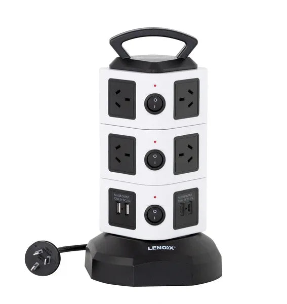 Lenoxx Tower Power Board 10 Outlets with 4 USB Ports - PT1010