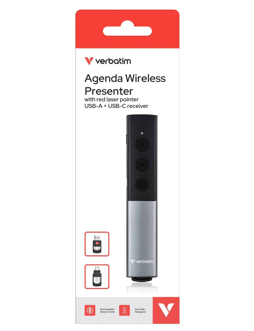 Verbatim Agenda Wireless Presenter with Red Laser Pointer, 32366
