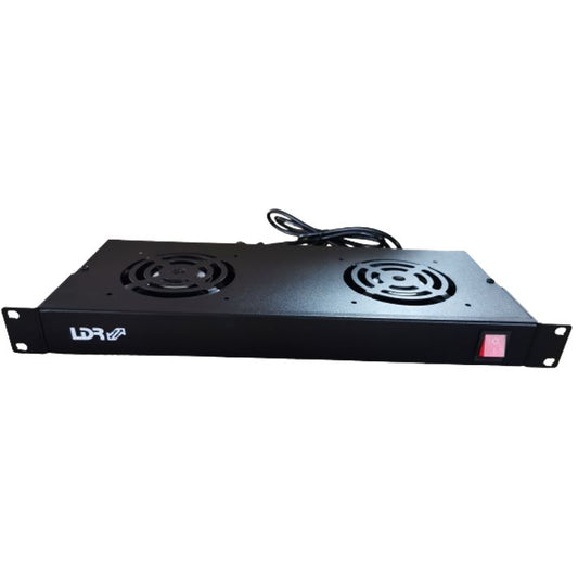 LDR 2 Way Rackmountable Fan Kit with power switch - 2x Fans - 1U Size - Black Metal Construction, WB-CA-12