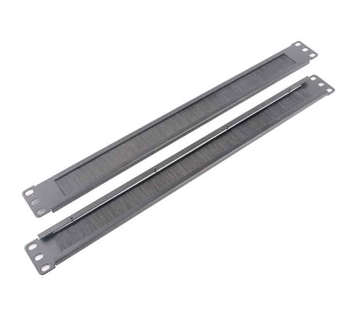LDR 1U 19' Cable Management Brush Rail (Brush Panel) - Black Metal Construction, WB-CA-01