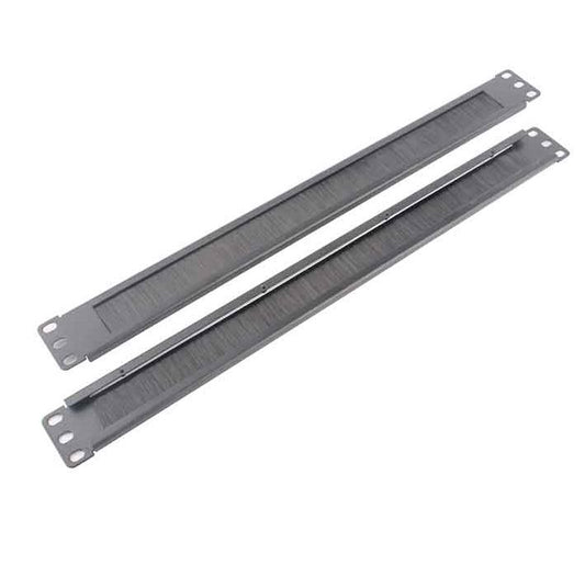 LDR 1U 19' Cable Management Brush Rail (Brush Panel) - Black Metal Construction, WB-CA-01