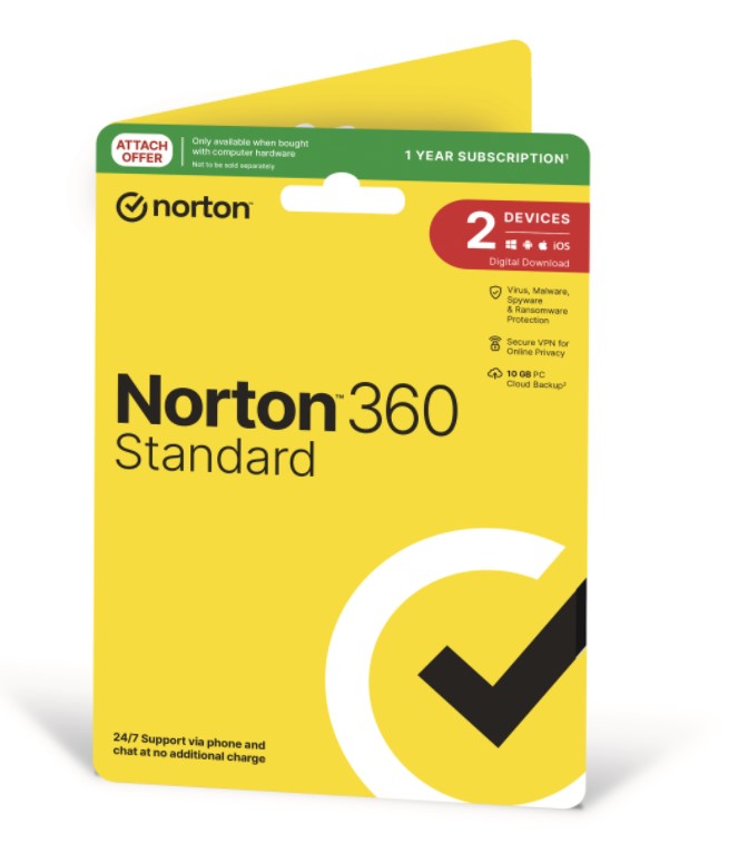 Norton 360 Standard 10GB AU 1 User 2 Devices 12 months GENERIC ATTACH RSP DVDSLV GUM, 21449292