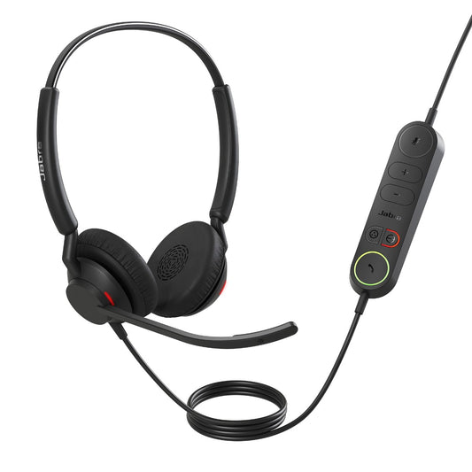 Jabra Engage 40 (Inline Link) UC Dual USB-C/A Corded Headsets, Lightweight & sturdy, Double the mic, Busylight, Hearing Protection Audio Quality, 4099-419-269