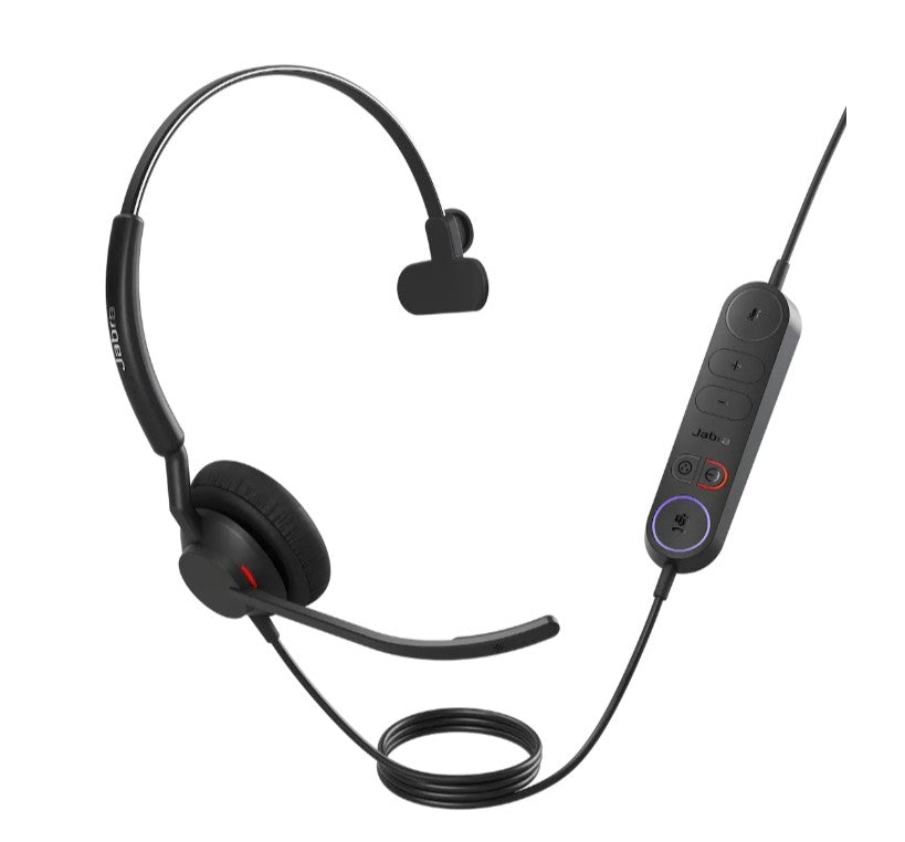 Jabra Engage 40 (Inline Link) MS Teams Mono USB-C/A Corded Headsets, Lightweight & sturdy, Double the mic, Busylight, Hearing Protection Audio Quality, 4093-413-269