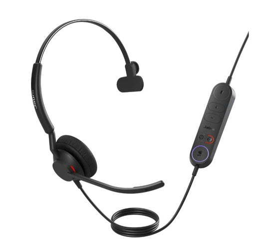 Jabra Engage 40 (Inline Link) MS Teams Mono USB-C/A Corded Headsets, Lightweight & sturdy, Double the mic, Busylight, Hearing Protection Audio Quality, 4093-413-269
