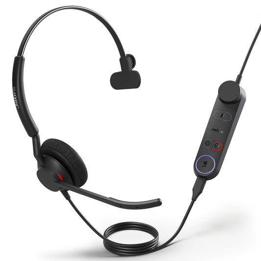 Jabra Engage 50 II Mono Teams Corded USB-C/A Headset, Best Headset for Clear Customer Calls Ultra-Lightweight Hearing Protection Smartringer Busylight