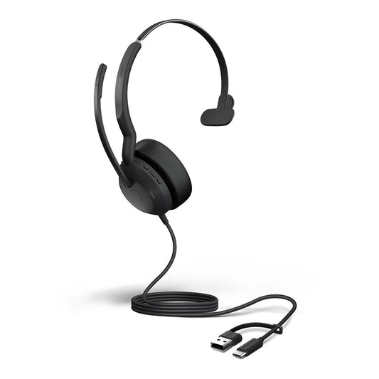 Jabra Evolve2 50, USB C/A MS Mono Headset, Bluetooth, 4 microphones, Active Noise Cancellation, Busylight, Call management, Air Comfort technology, 25089-899-799