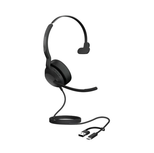 Jabra Evolve2 50, USB C/A UC Mono Headset, Bluetooth, 4 microphones, Active Noise Cancellation, Busylight, Call management, Air Comfort technology, 25089-889-799