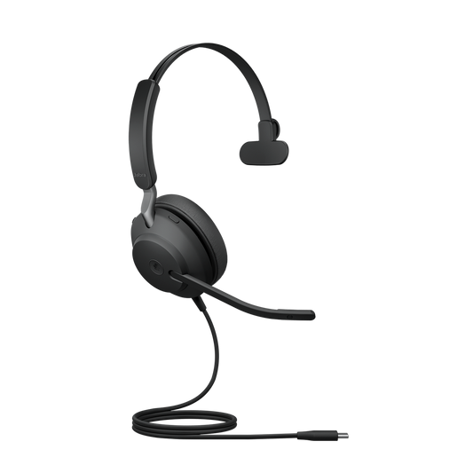 Jabra Evolve2 40 SE Wired USB-C MS Mono Headset, 360° BusyLight, Noise Isolationg Ear Cushions, 2Yr Warranty, Plug-and-play, 24189-899-899