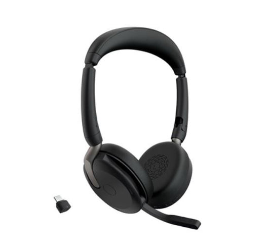 Jabra Evolve2 65 Flex MS Teams, Stereo Bluetooth Headset, Link380c USB-C Dongle, Foldable Design, 2Yr Warranty ANC, 20 hours battery life, 30m Range, 26699-999-899