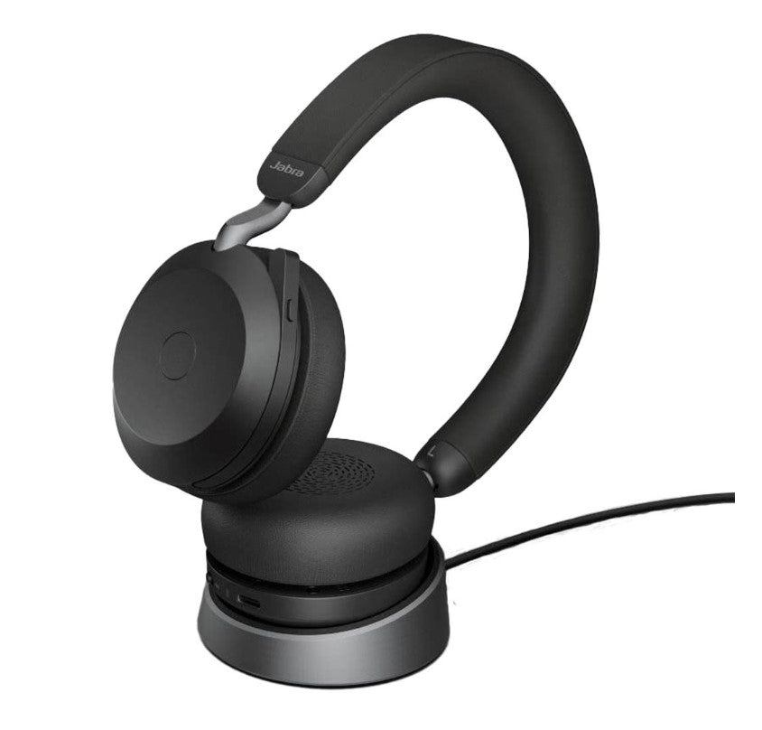 Jabra Evolve2 75 USB-C Link380c MS Stereo Stand Black, 8-Mic Technology, 36 Hours Battery & Fast Charge, Dual-Foam Tech, Discreet Hide-Away Boom Arm, 27599-999-889