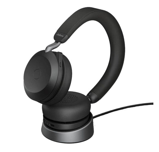 Jabra Evolve2 75 USB-C Link380c MS Stereo Stand Black, 8-Mic Technology, 36 Hours Battery & Fast Charge, Dual-Foam Tech, Discreet Hide-Away Boom Arm, 27599-999-889