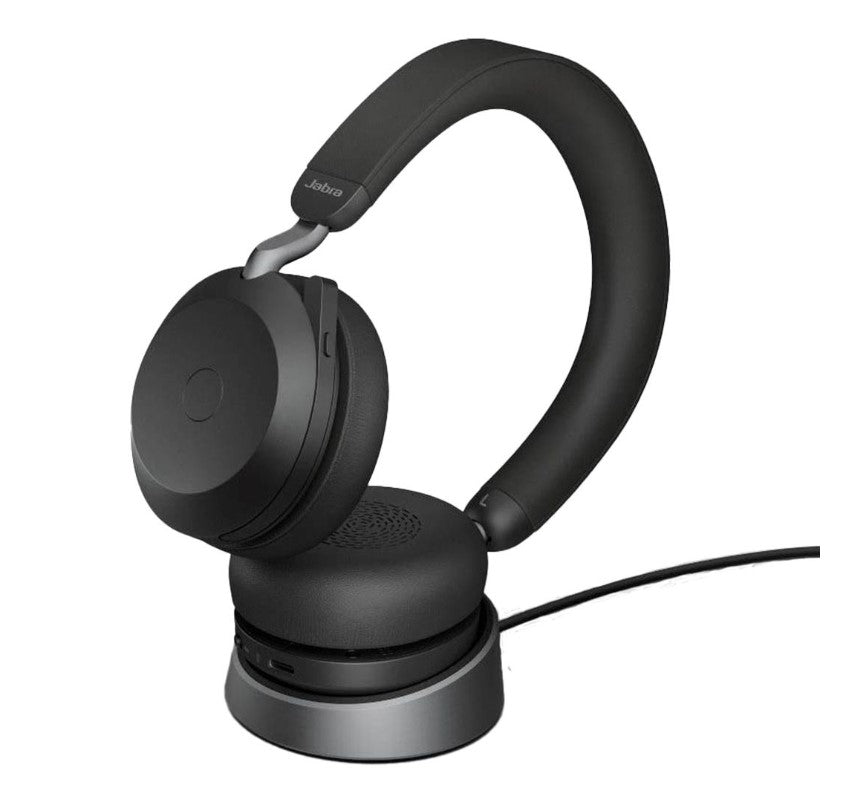 Jabra Evolve2 75 USB-C Link380a UC Stereo Stand Black, 8-Mic Technology, 36 Hours Battery & Fast Charge, Dual-Foam Tech, Discreet Hide-Away Boom Arm, 27599-989-889