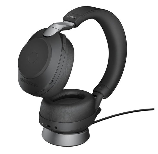 Jabra Evolve2 85 UC Stereo Black Link 380 USB-A and Charging Stand USB-A ANC Bluetooth Headset, 10-Microphone Technology, Digital Hybrid ANC, 28599-989-899